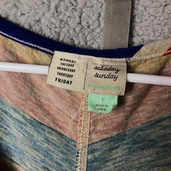 ANTHROPOLOGIE Saturday Sunday Chevron Lounge Dress Women Small Midi Rainbow - Picture 5 of 7